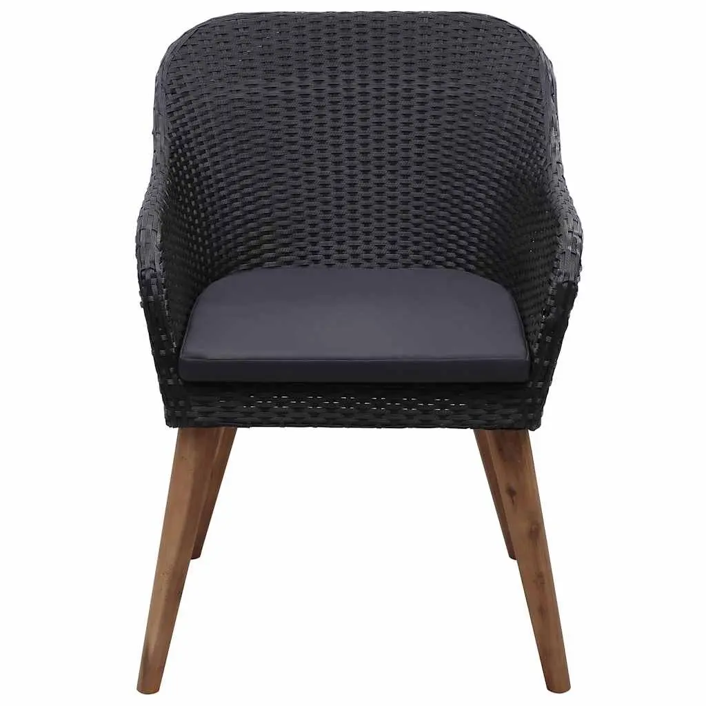 Outdoor Armchairs Set 2 pcs PE Rattan Powder-Coated Steel Black