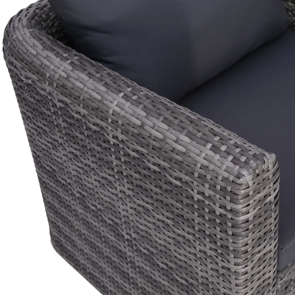 Outdoor Garden Chair Poly Rattan Grey with Cushion and Back Pillow