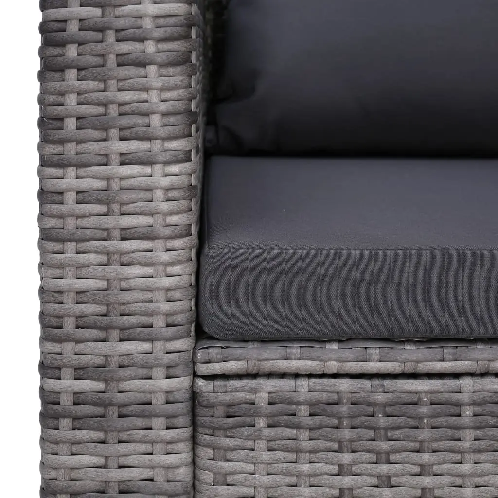 Outdoor Garden Chair Poly Rattan Grey with Cushion and Back Pillow