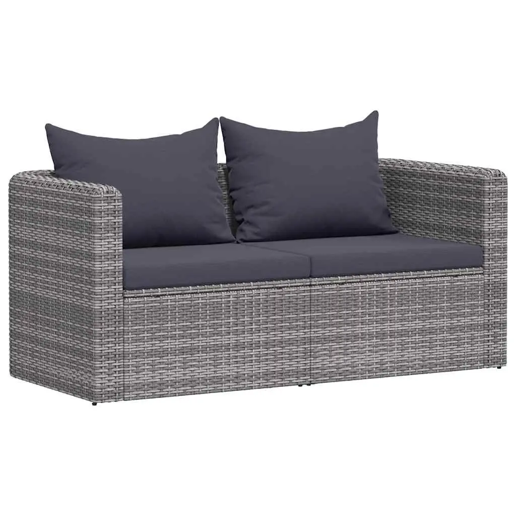 Outdoor Seating Set Grey Poly Rattan 2 Piece Cushioned Garden Corner Sofa