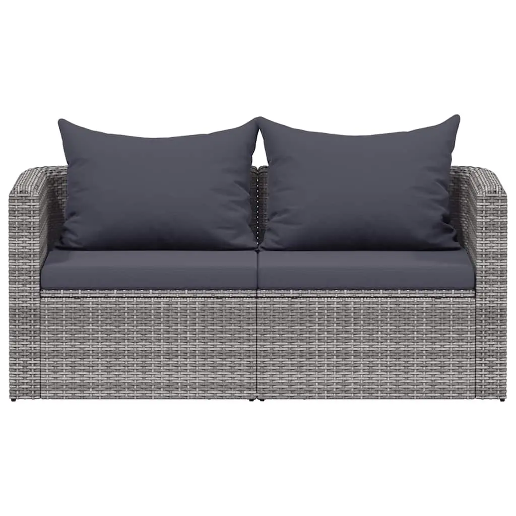 Outdoor Seating Set Grey Poly Rattan 2 Piece Cushioned Garden Corner Sofa