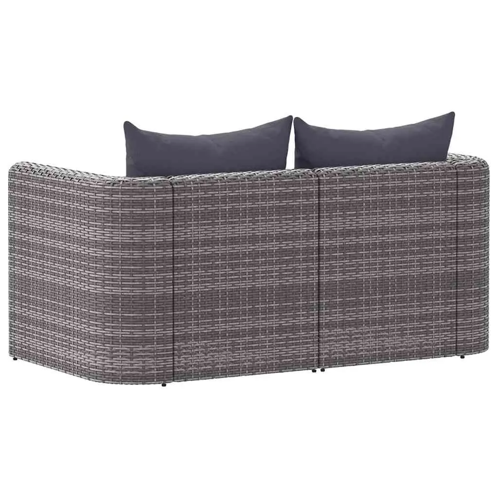 Outdoor Seating Set Grey Poly Rattan 2 Piece Cushioned Garden Corner Sofa
