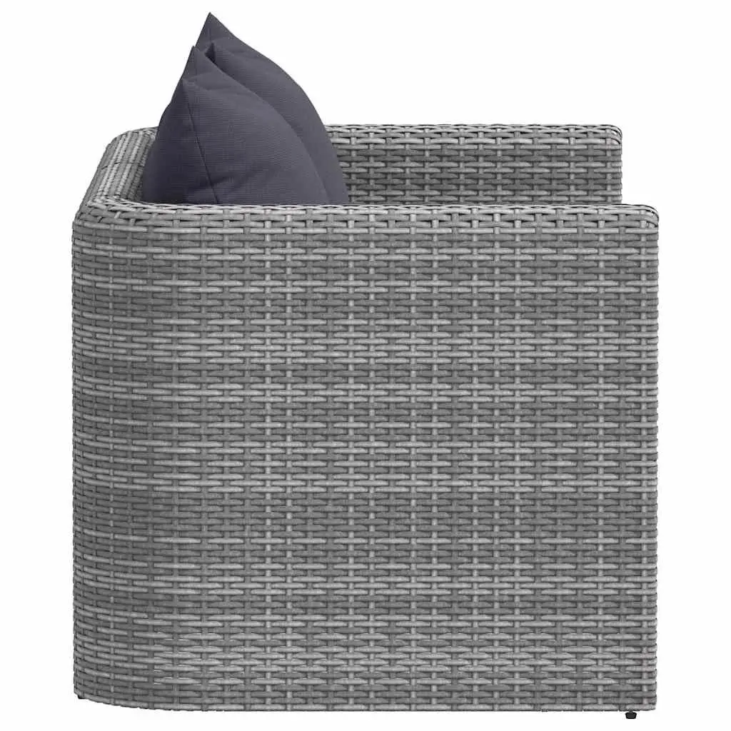 Outdoor Seating Set Grey Poly Rattan 2 Piece Cushioned Garden Corner Sofa