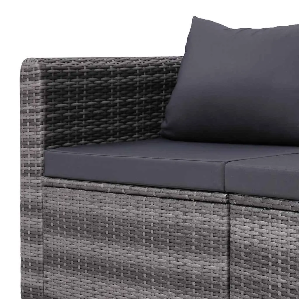 Outdoor Seating Set Grey Poly Rattan 2 Piece Cushioned Garden Corner Sofa