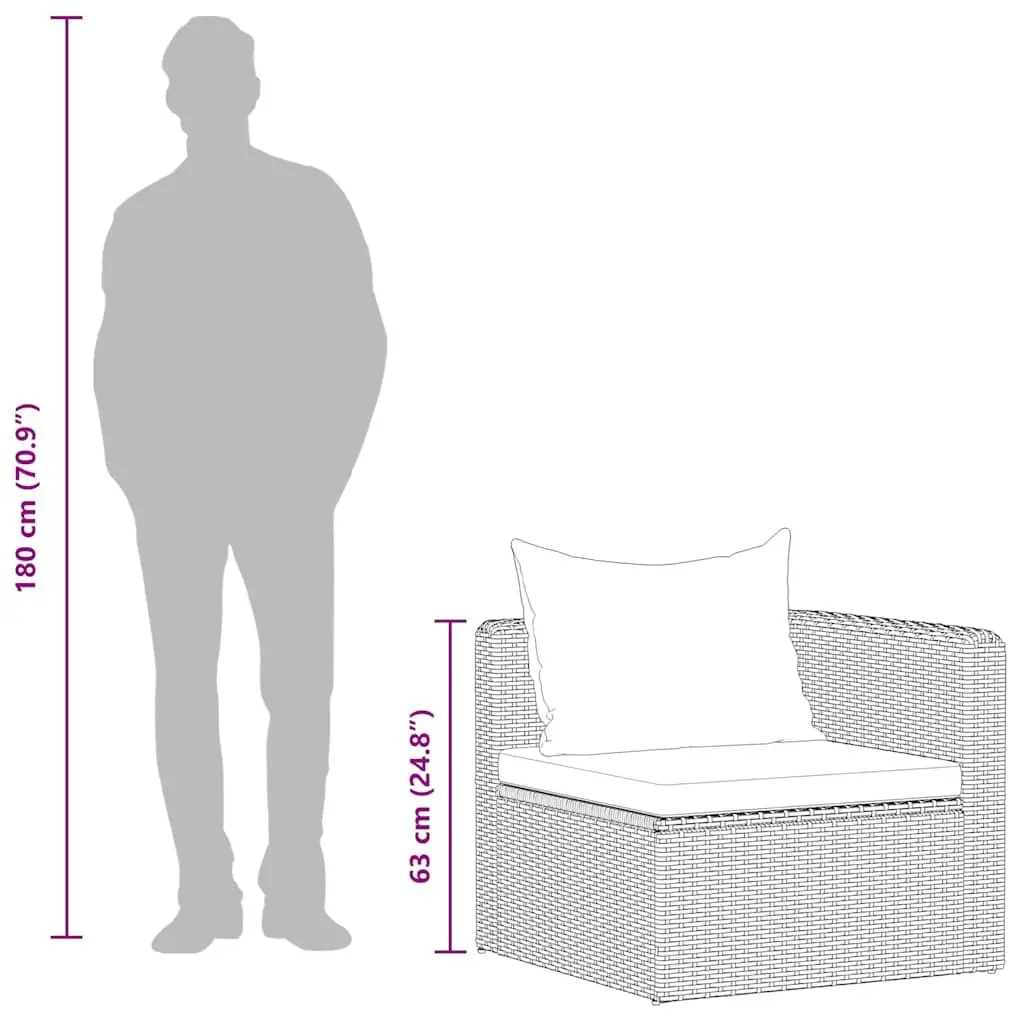 Outdoor Seating Set Grey Poly Rattan 2 Piece Cushioned Garden Corner Sofa