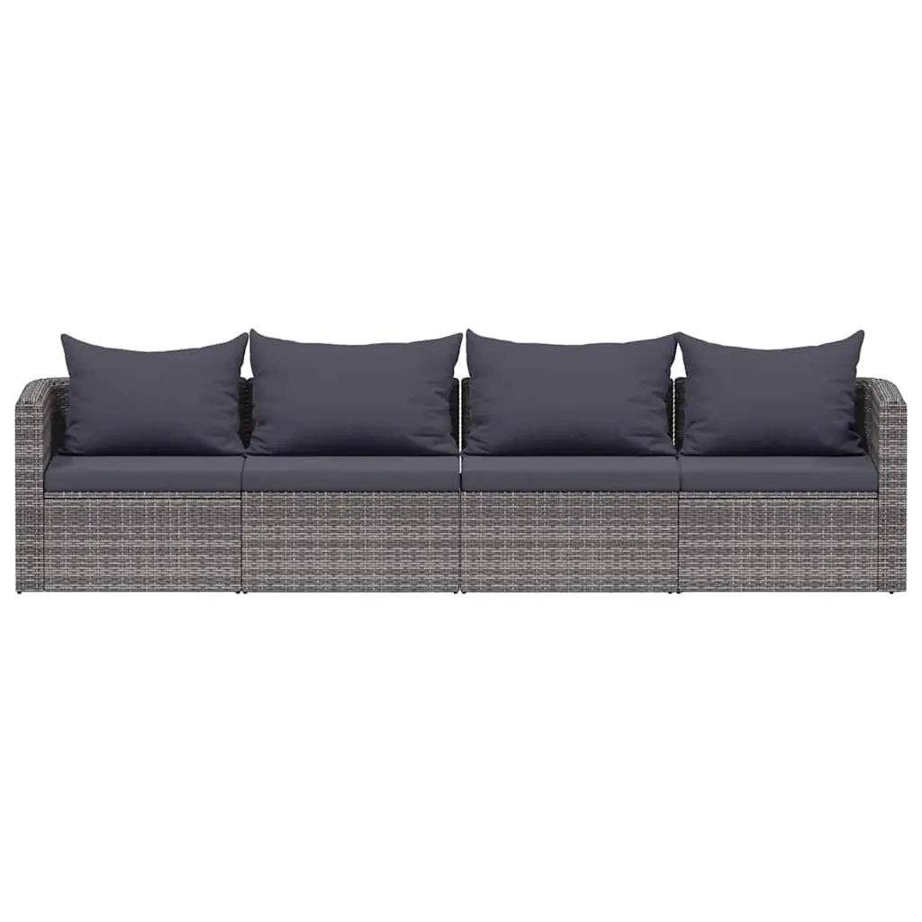 Grey Rattan Outdoor Sofa Set 4 Piece Weather Resistant Patio Furniture with Cushions