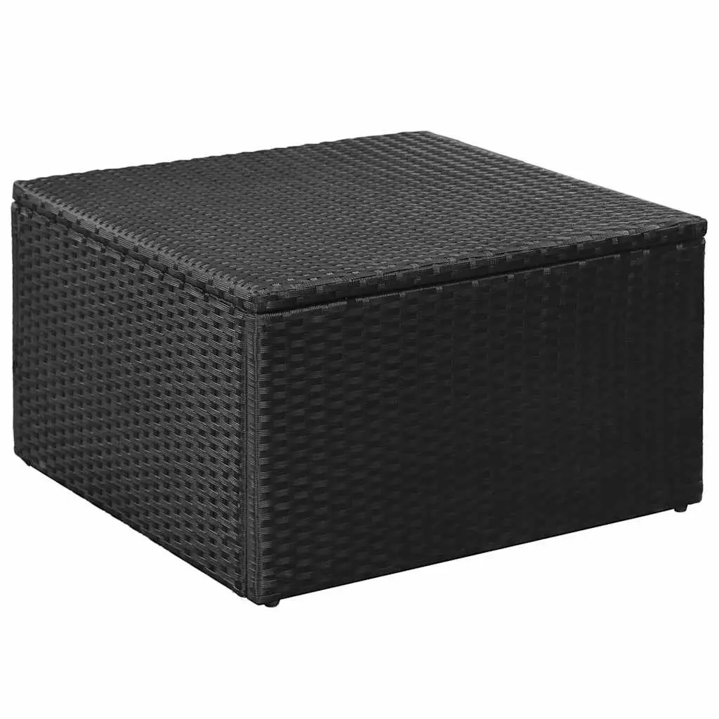 4 Piece Patio Lounge Set Black PE Rattan Sofa Armchair Coffee Table Ottoman