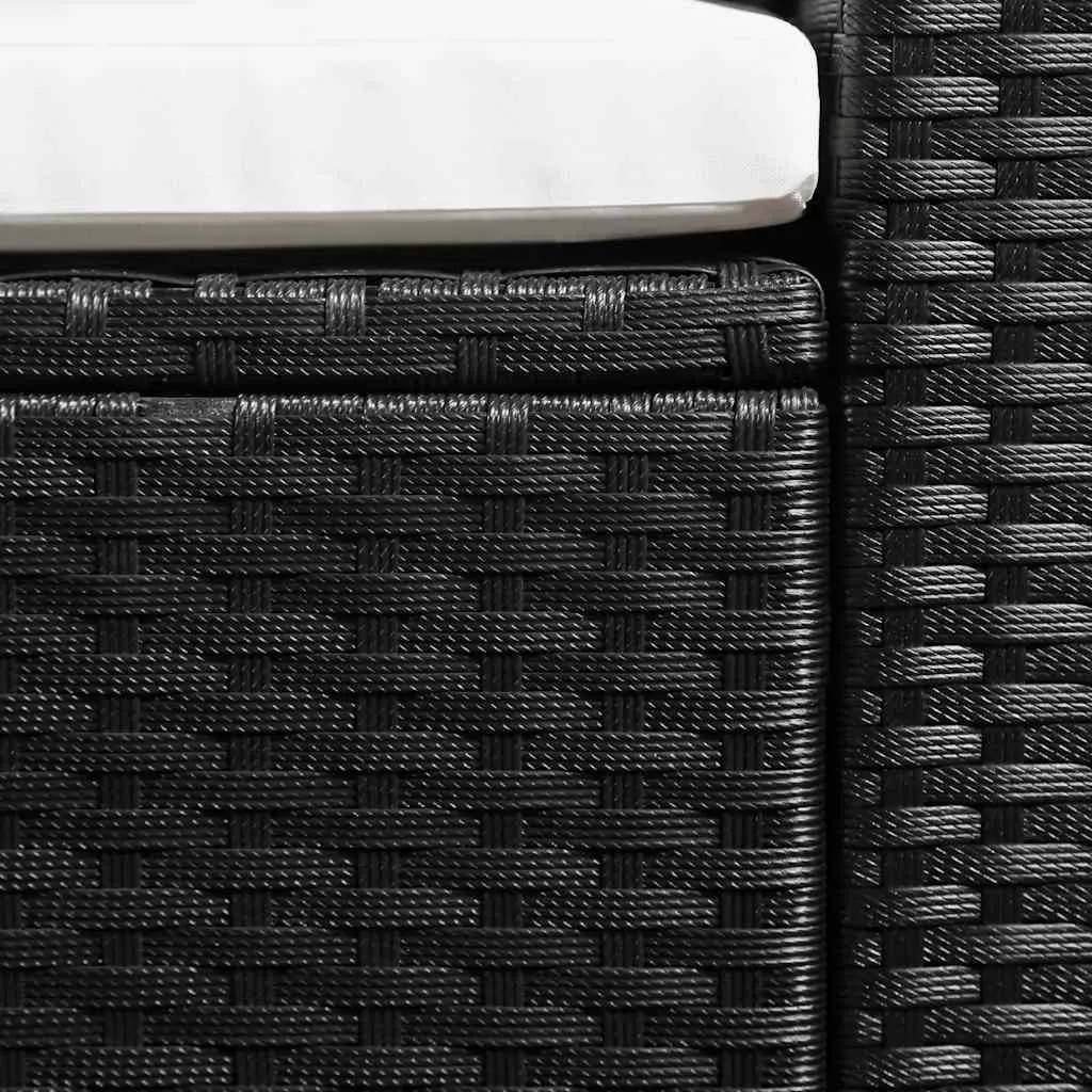 4 Piece Patio Lounge Set Black PE Rattan Sofa Armchair Coffee Table Ottoman