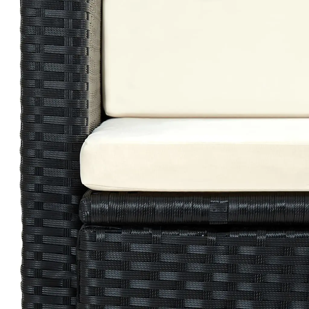 2 Seater Sofa Poly Rattan Black Outdoor Garden Patio Furniture