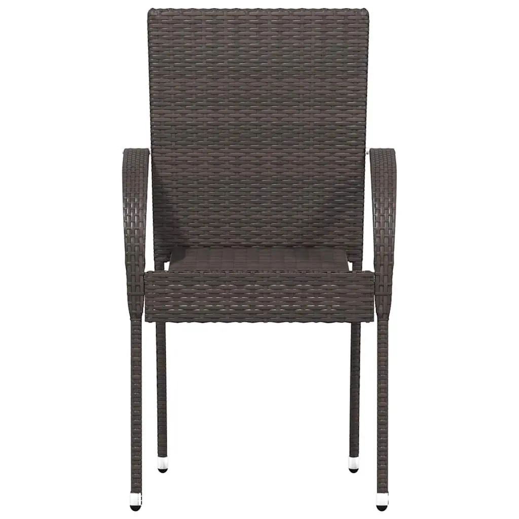 Outdoor Dining Chairs PE Rattan Stackable 2 pcs Brown