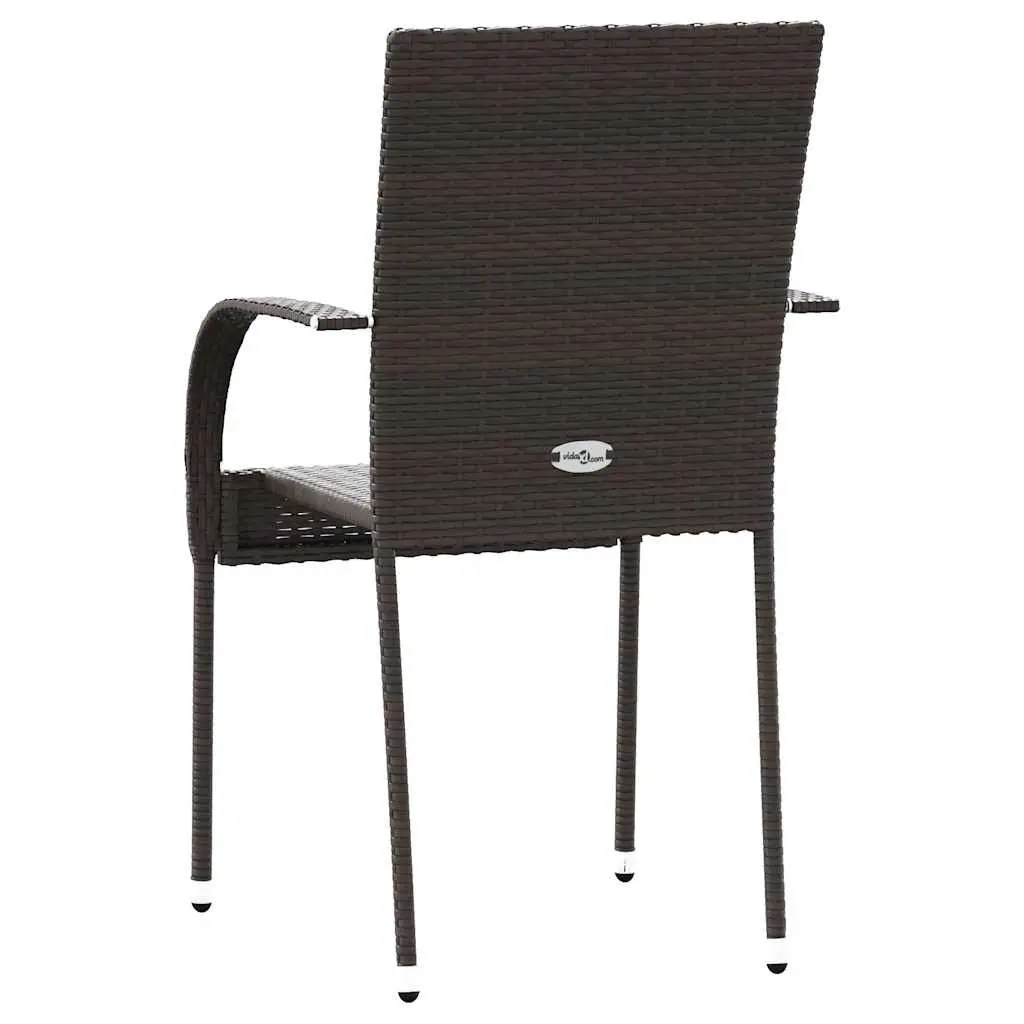 Outdoor Dining Chairs PE Rattan Stackable 2 pcs Brown