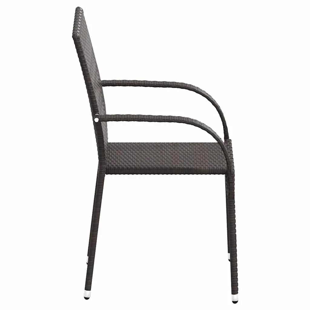 Outdoor Dining Chairs PE Rattan Stackable 2 pcs Brown