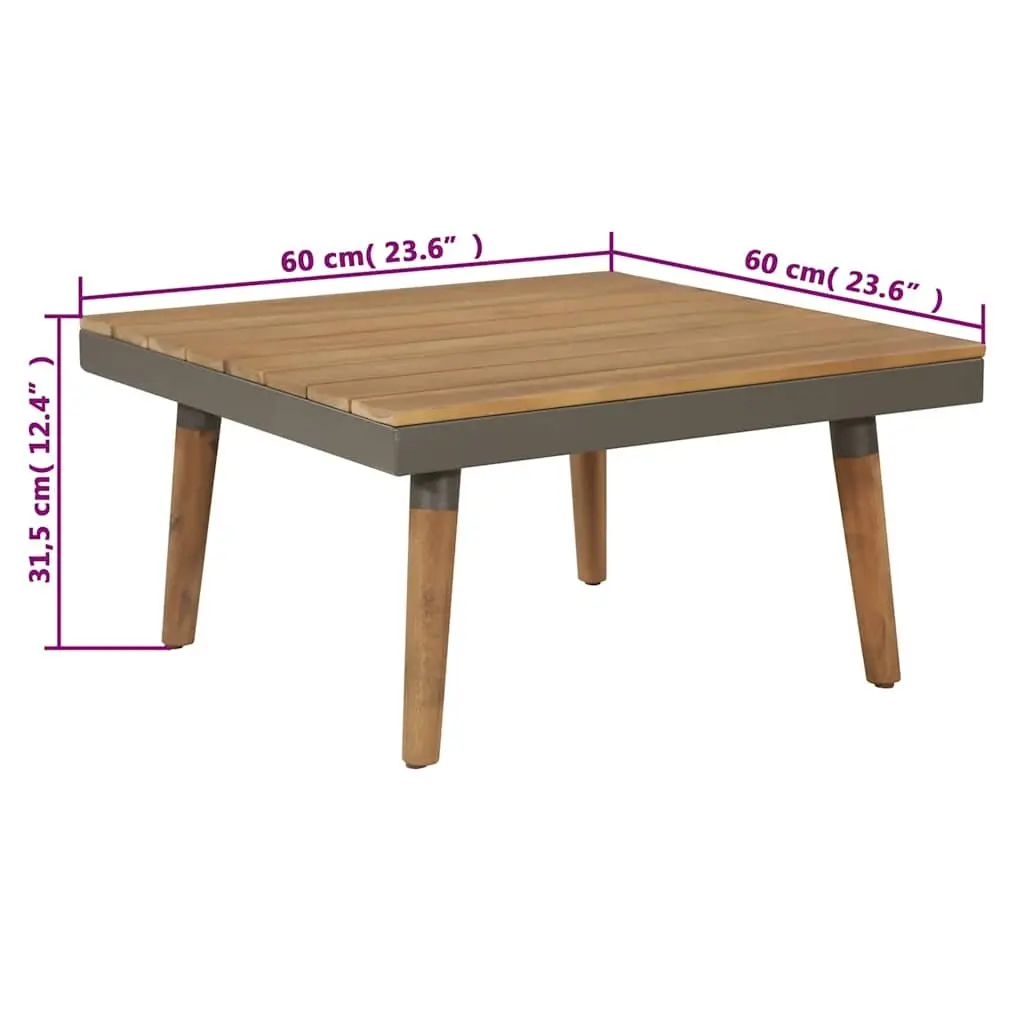 4 Piece Garden Lounge Set Solid Acacia Wood and Steel Frame Outdoor Sofa Brown
