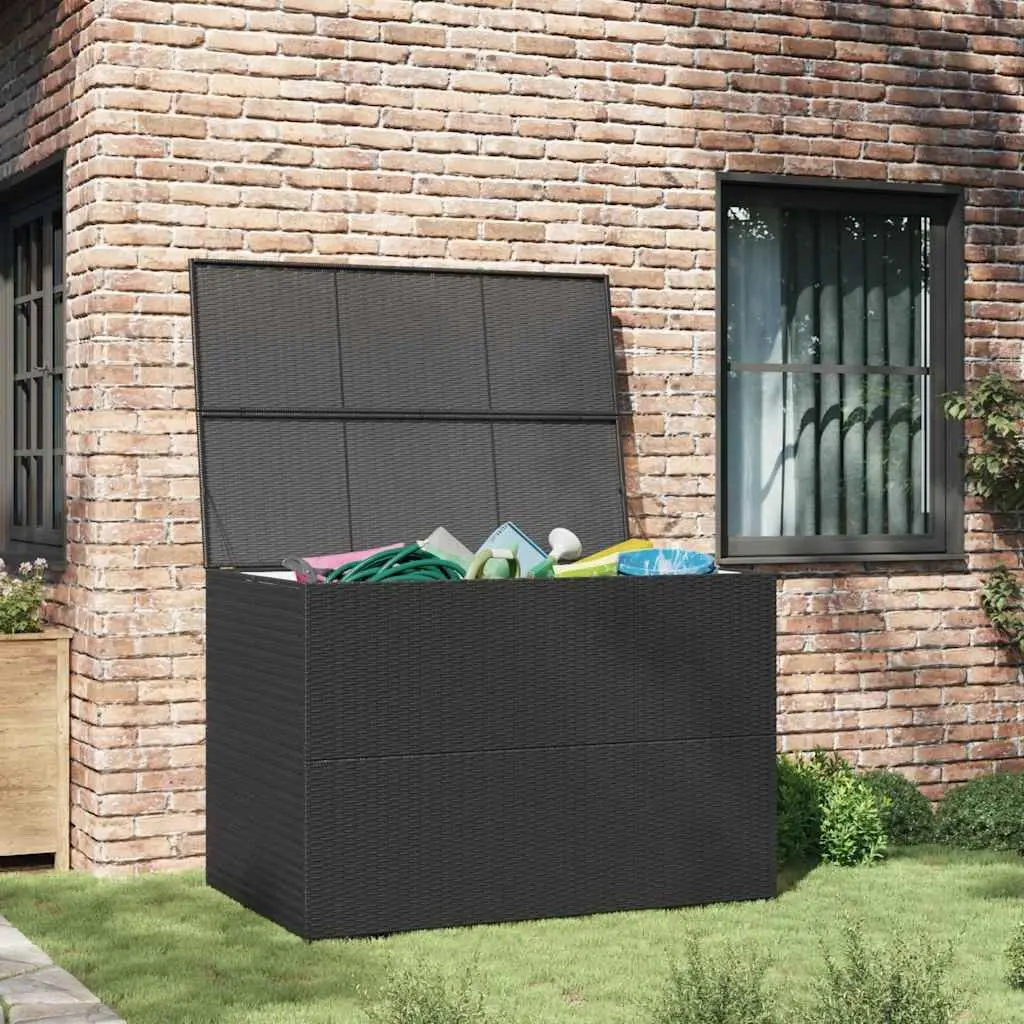 Outdoor Storage Box Weather Resistant PE Rattan Powder-coated Steel Black 150 x 100 x 100 cm