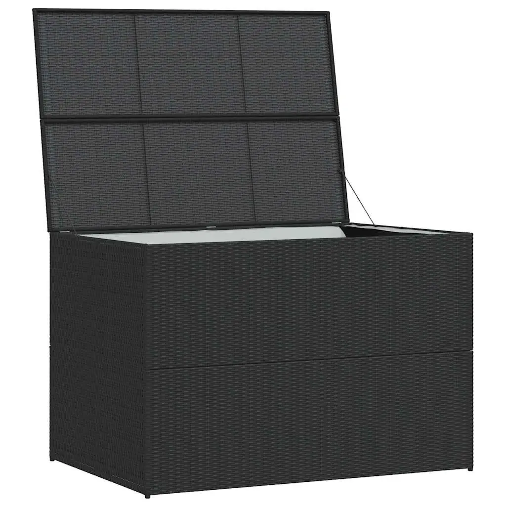 Outdoor Storage Box Weather Resistant PE Rattan Powder-coated Steel Black 150 x 100 x 100 cm