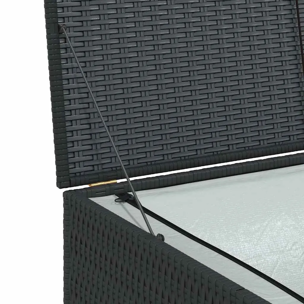 Outdoor Storage Box Weather Resistant PE Rattan Powder-coated Steel Black 150 x 100 x 100 cm