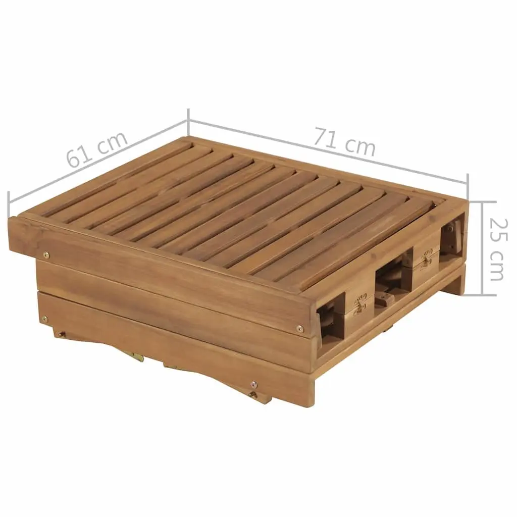 Folding Wooden Sun Lounger Adjustable Backrest Brown