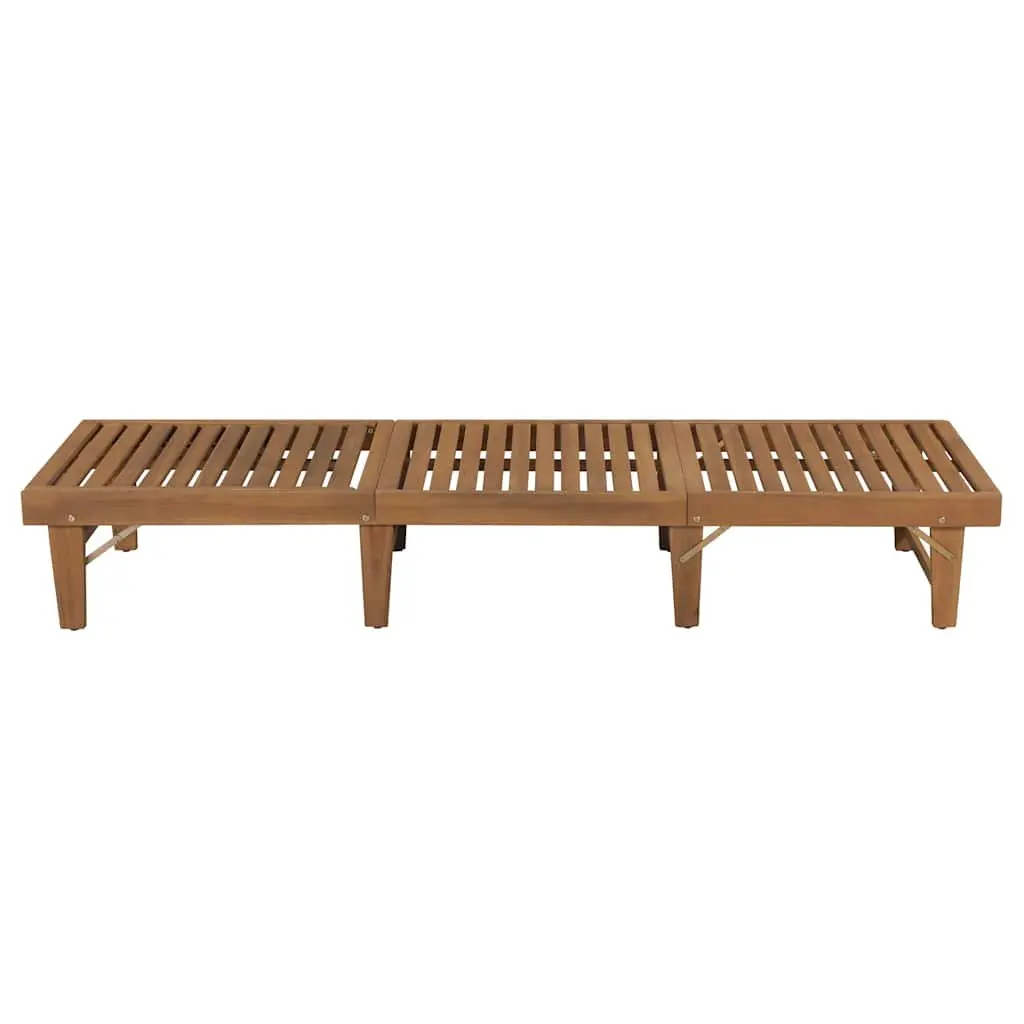 Folding Wooden Sun Lounger Adjustable Backrest Brown