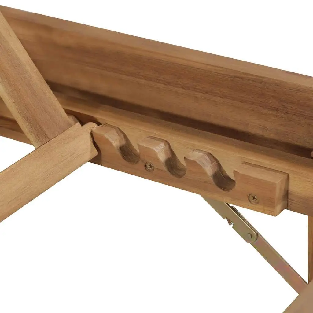 Folding Wooden Sun Lounger Adjustable Backrest Brown