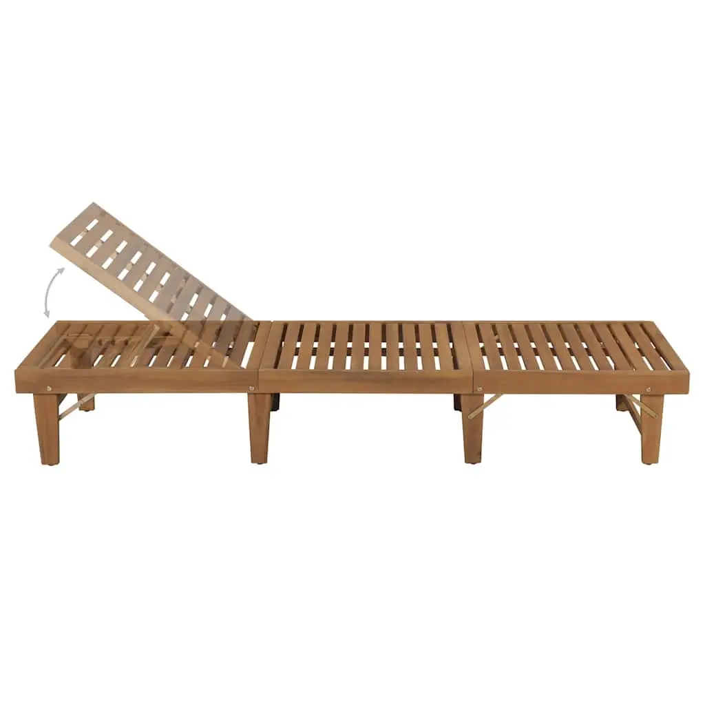 Folding Wooden Sun Lounger Adjustable Backrest Brown
