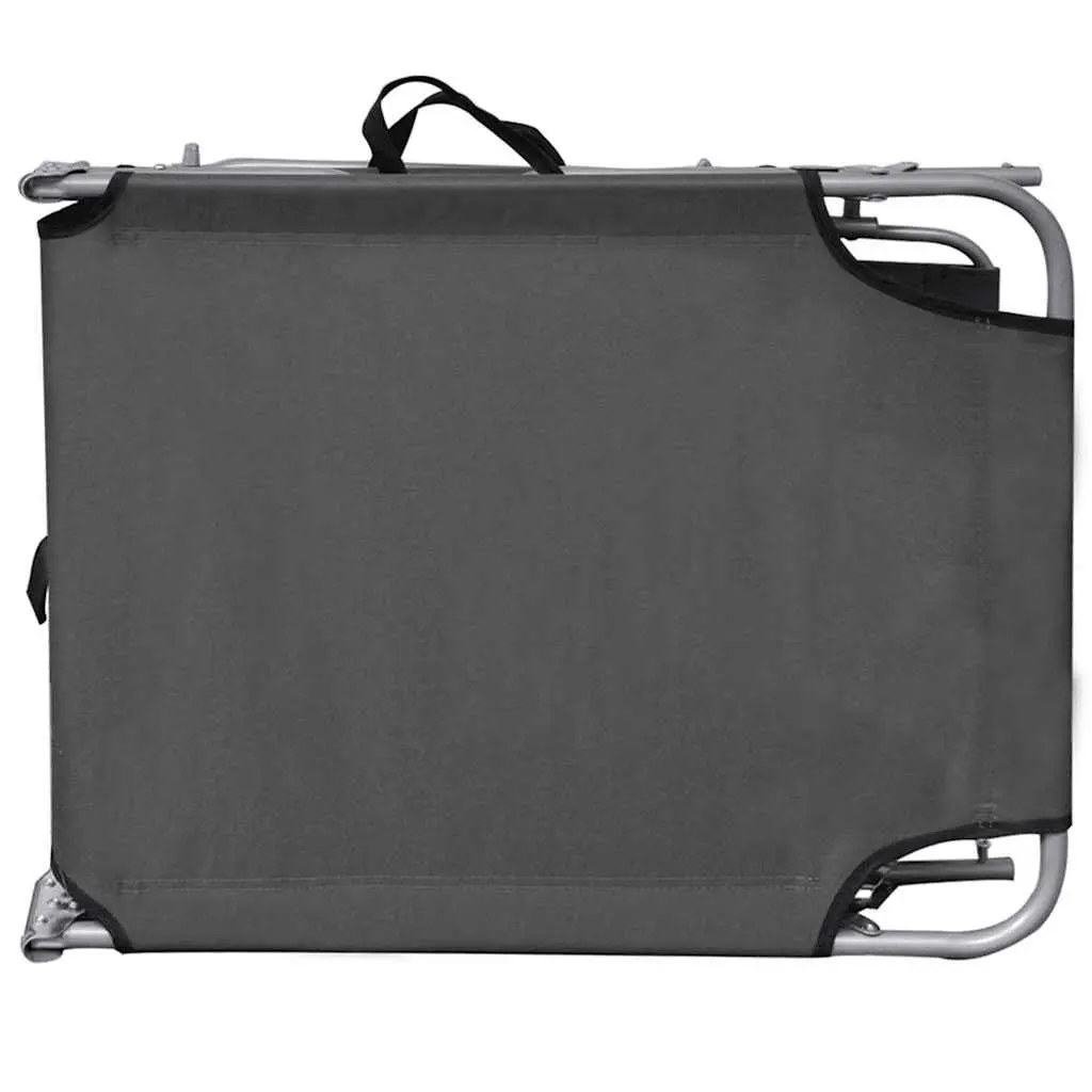 Folding Sun Lounger Powder-coated Steel Frame Adjustable Canopy Grey