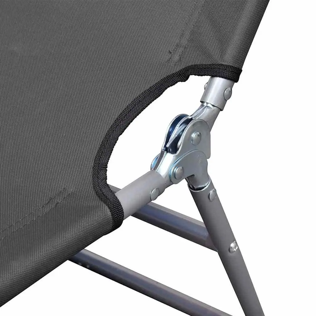 Foldable Sun Lounger Adjustable Backrest Grey Oxford Fabric Construction