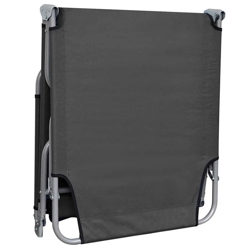 Foldable Sun Lounger Adjustable Backrest Grey Oxford Fabric Construction