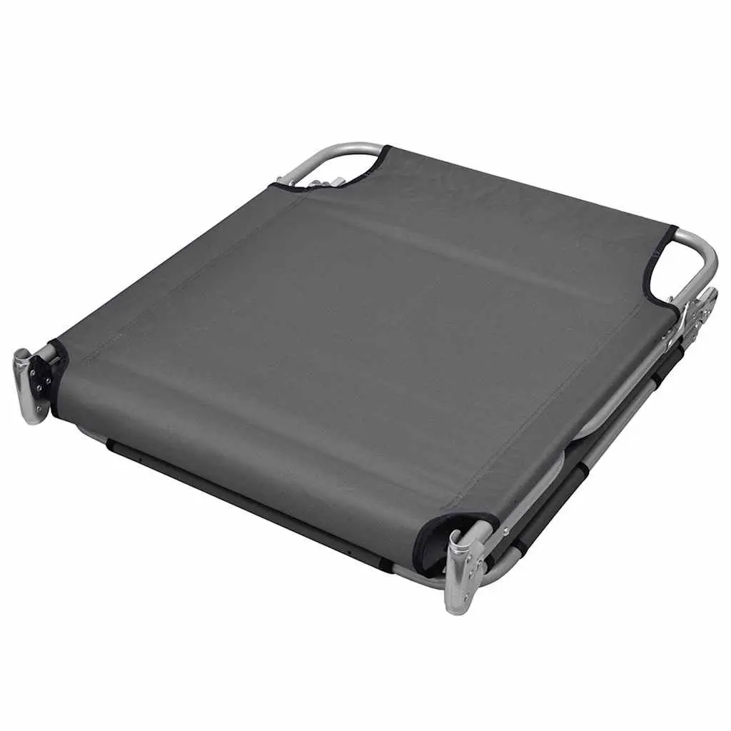 Foldable Sun Lounger Adjustable Backrest Head Cushion Powder-coated Steel Grey