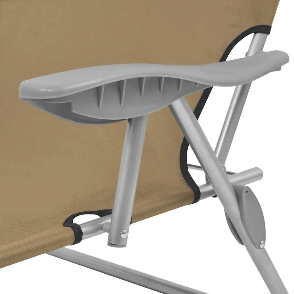 Folding Sun Lounger Powder-Coated Steel Adjustable Canopy Taupe