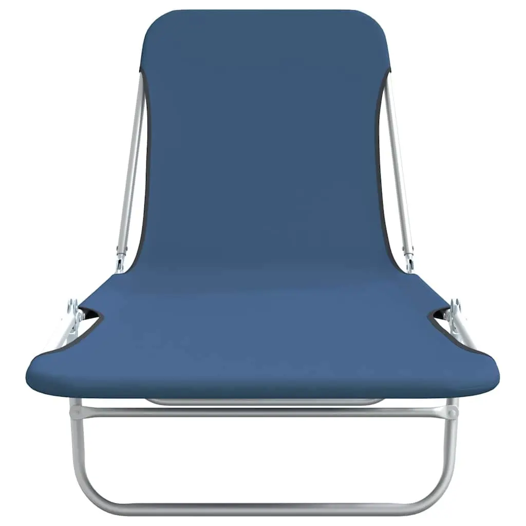 Foldable Sun Loungers Adjustable Backrest Oxford Fabric Blue 2 Piece