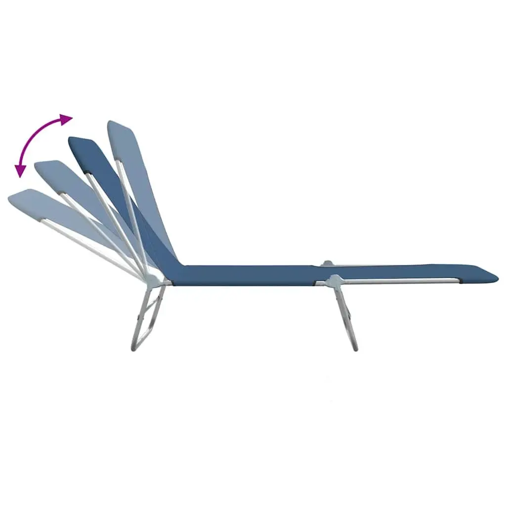 Foldable Sun Loungers Adjustable Backrest Oxford Fabric Blue 2 Piece