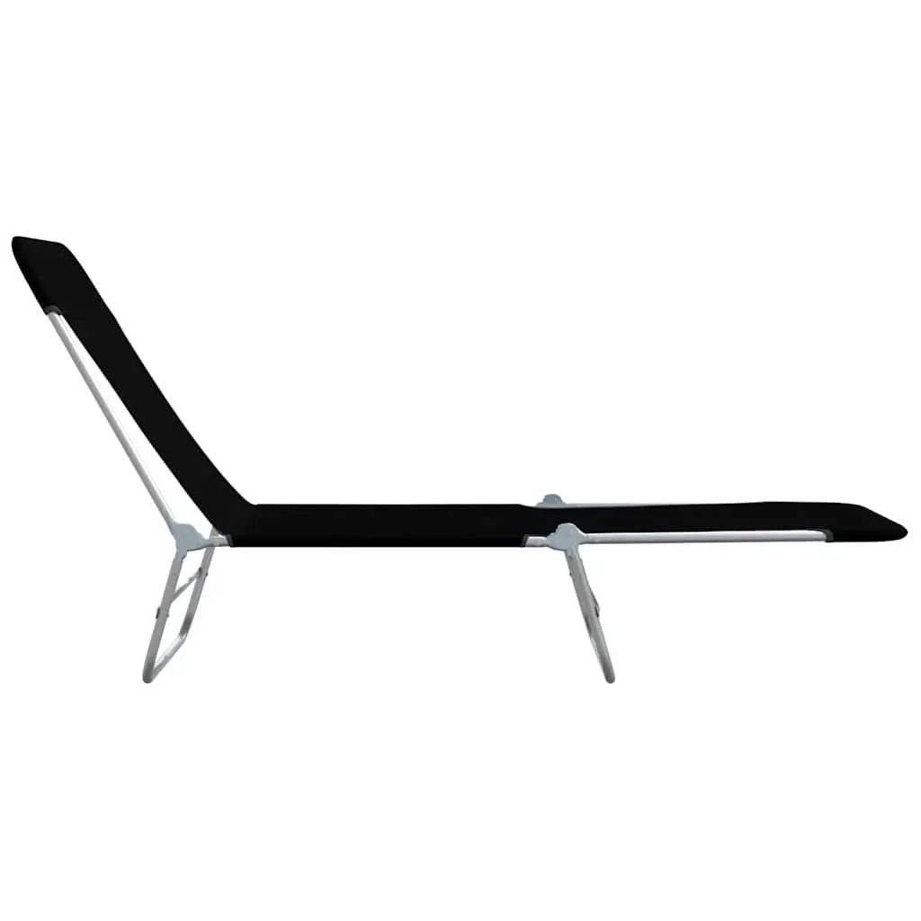 Folding Sun Loungers Adjustable Backrest 2 Pcs Steel Black