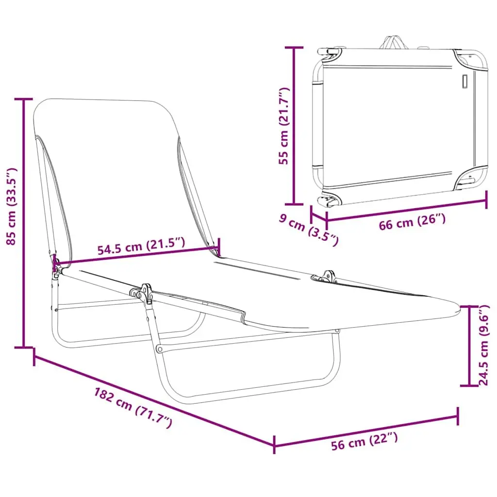 Sun Loungers 2 pcs Foldable Adjustable Backrest Garden Beach Outdoor Seating Red