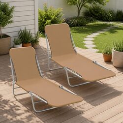 Lightweight 2-Piece Folding Sun Lounger Set Perfect for Outdoor Use
