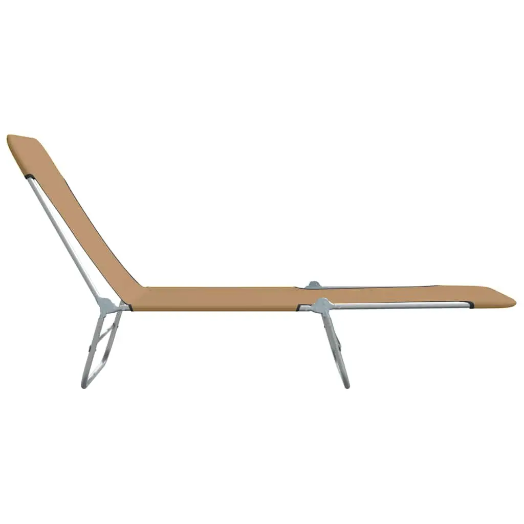 Folding Sun Loungers Set 2 Pieces Steel Frame Adjustable Taupe