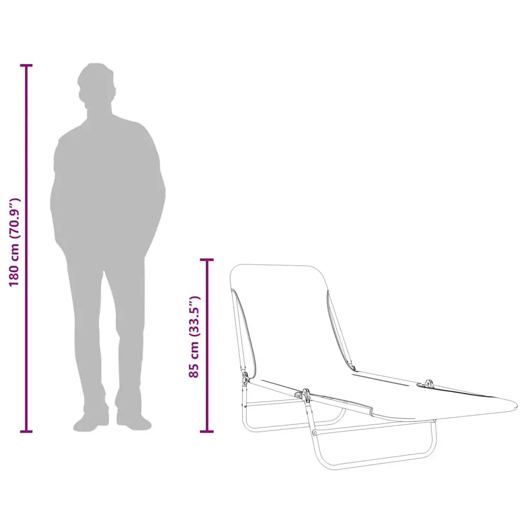 Folding Sun Loungers Set 2 Pieces Steel Frame Adjustable Taupe