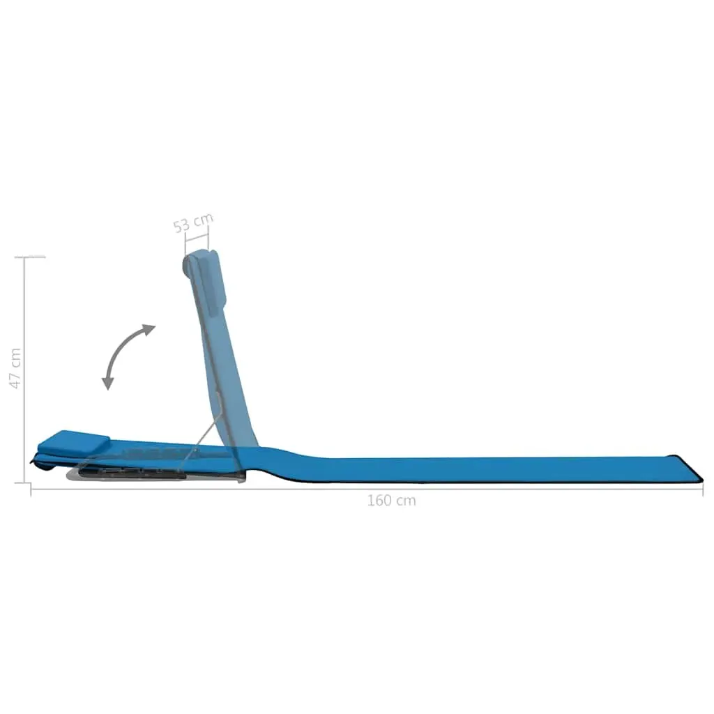 Folding Beach Lounger Set Steel Frame Fabric Adjustable Backrest 2 pcs Blue