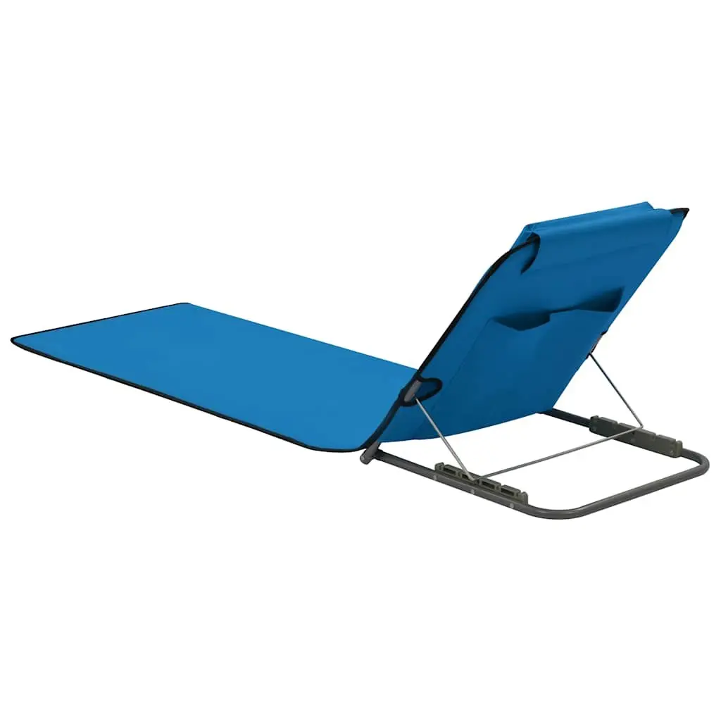 Folding Beach Lounger Set Steel Frame Fabric Adjustable Backrest 2 pcs Blue
