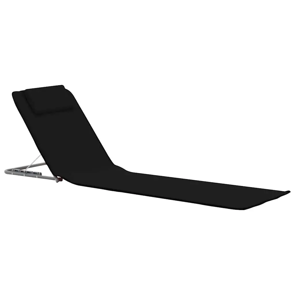 2 Piece Folding Beach Lounger Set with Storage