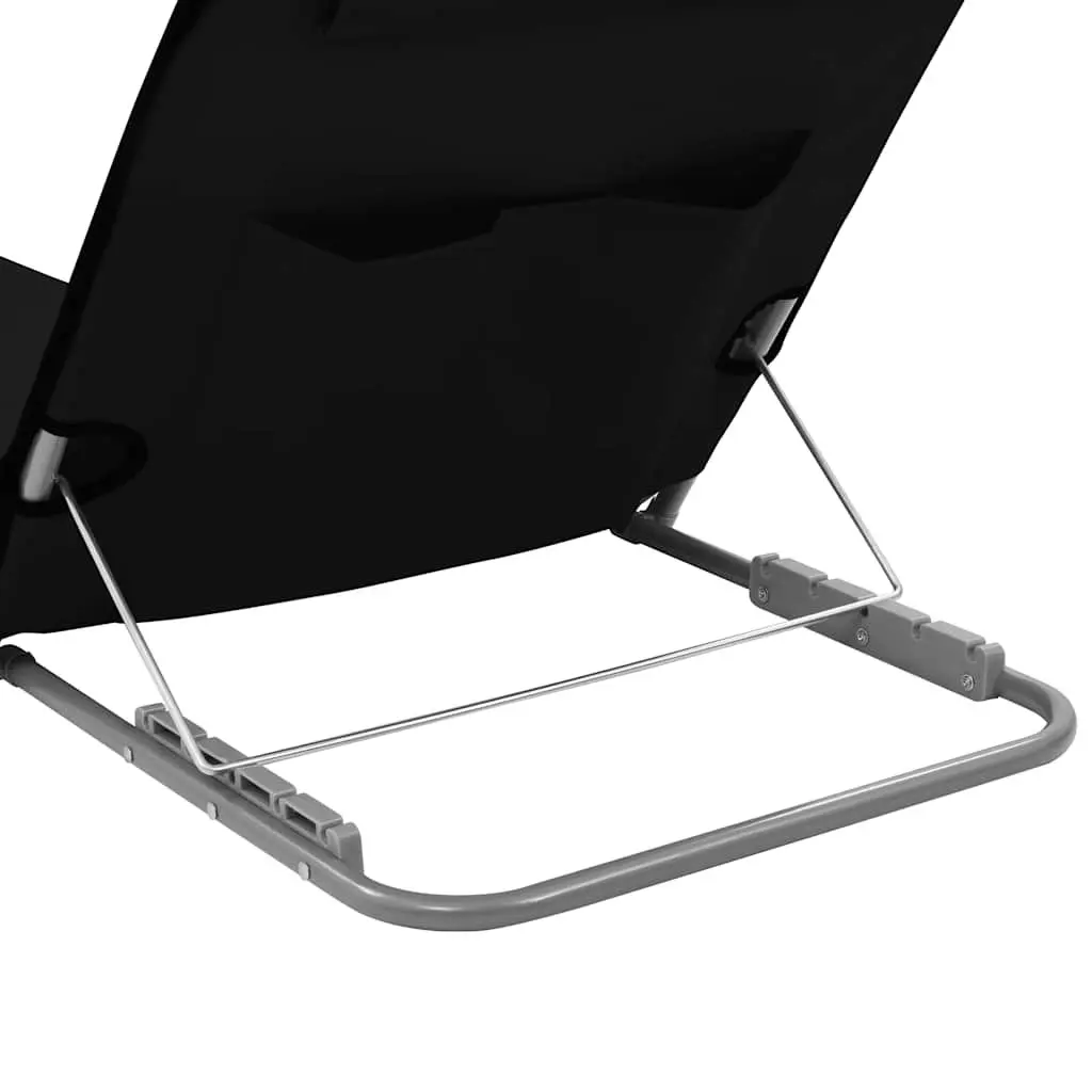 2 Piece Folding Beach Lounger Set with Storage