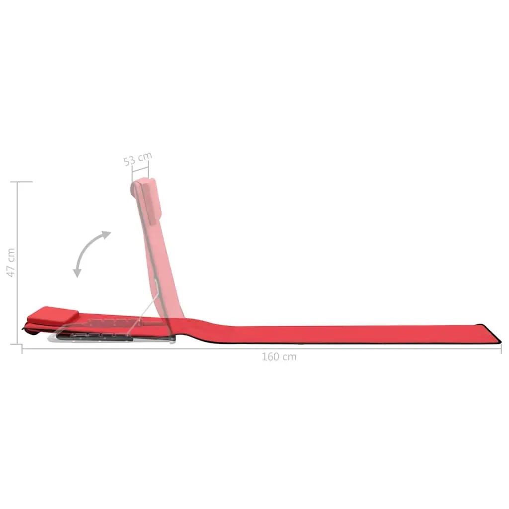 Folding Beach Chair Set Steel Frame Fabric Backrest Red 2 Piece