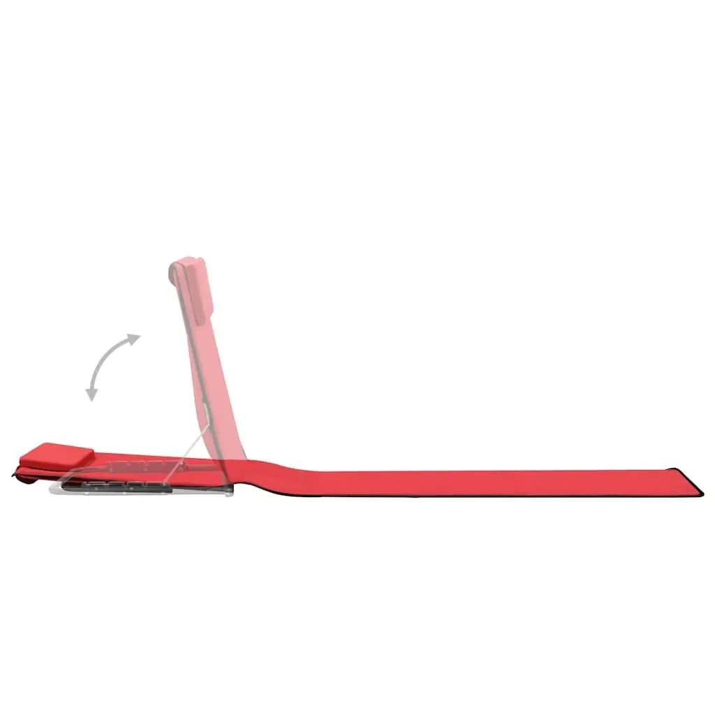 Folding Beach Chair Set Steel Frame Fabric Backrest Red 2 Piece