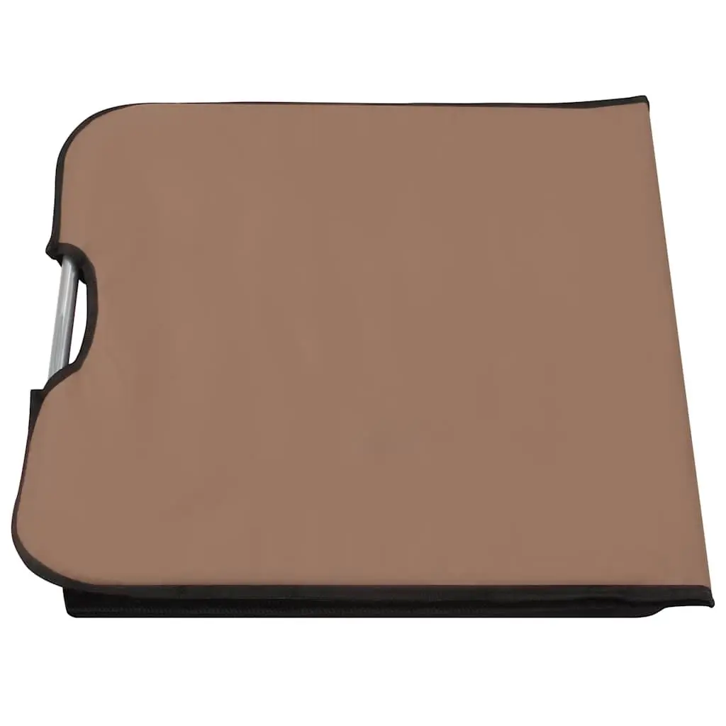 Folding Sun Lounger Chair Set Steel Frame Fabric Adjustable Backrest Brown 2 Piece