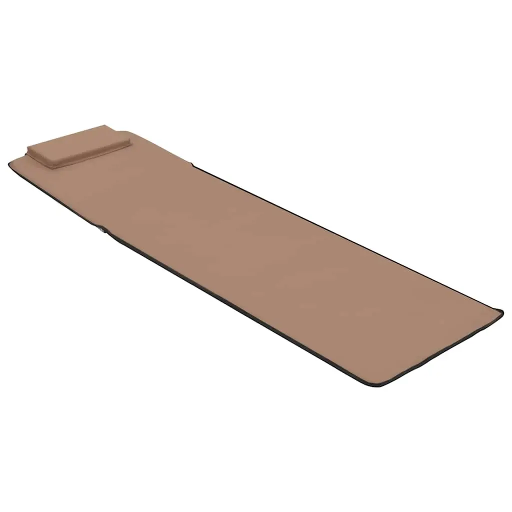 Folding Sun Lounger Chair Set Steel Frame Fabric Adjustable Backrest Brown 2 Piece