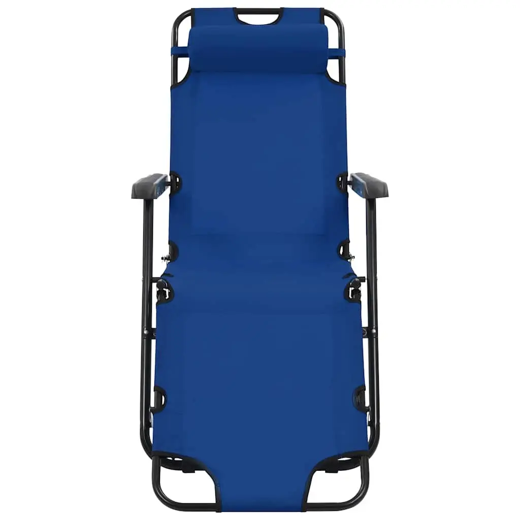 Folding Sun Loungers PVC-coated Polyester Fabric 2 pcs Outdoor Garden Reclining Chairs Blue