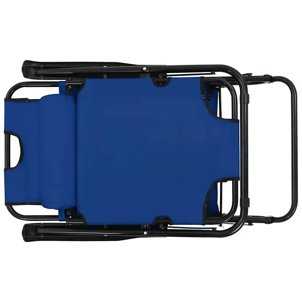 Folding Sun Loungers PVC-coated Polyester Fabric 2 pcs Outdoor Garden Reclining Chairs Blue