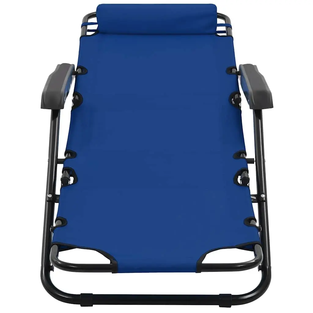 Folding Sun Loungers PVC-coated Polyester Fabric 2 pcs Outdoor Garden Reclining Chairs Blue