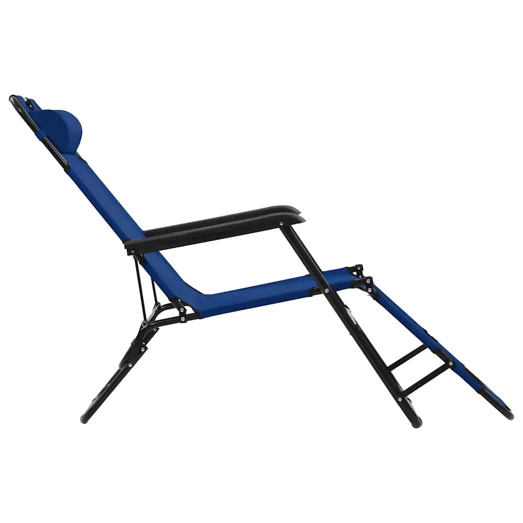 Folding Sun Loungers PVC-coated Polyester Fabric 2 pcs Outdoor Garden Reclining Chairs Blue
