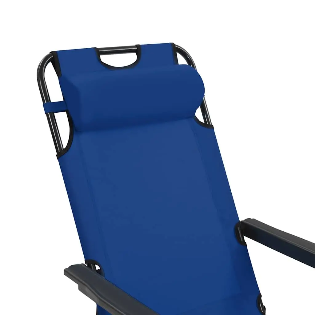 Folding Sun Loungers PVC-coated Polyester Fabric 2 pcs Outdoor Garden Reclining Chairs Blue