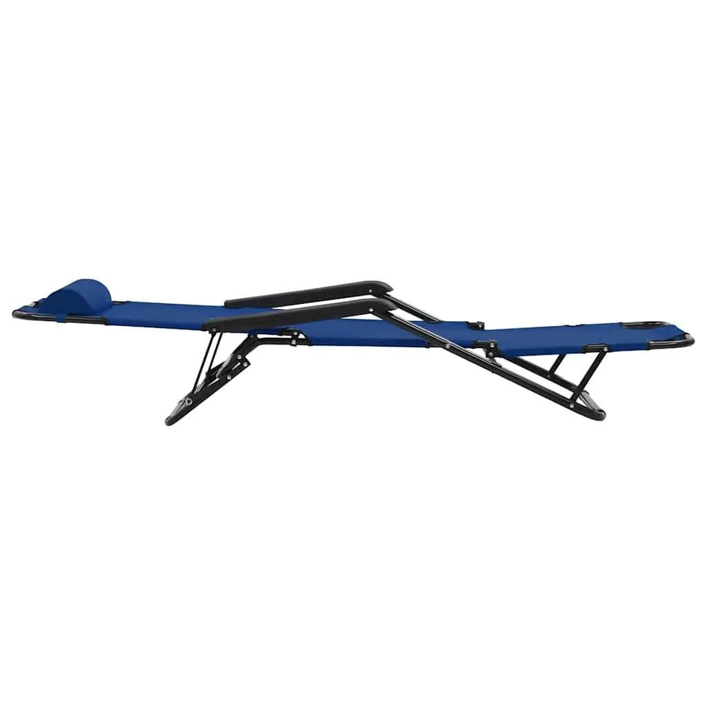 Folding Sun Loungers PVC-coated Polyester Fabric 2 pcs Outdoor Garden Reclining Chairs Blue